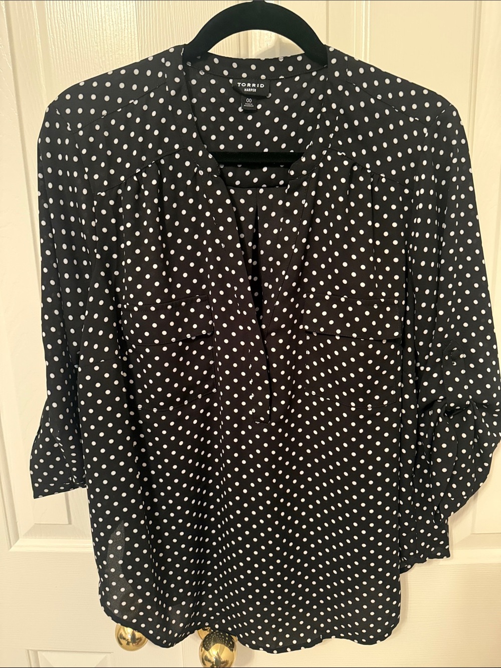 Torrid Black Polka Dot Blouse - Women's